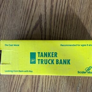 BP Die-Cast Yellow Tanker Locking Coin Bank with Key